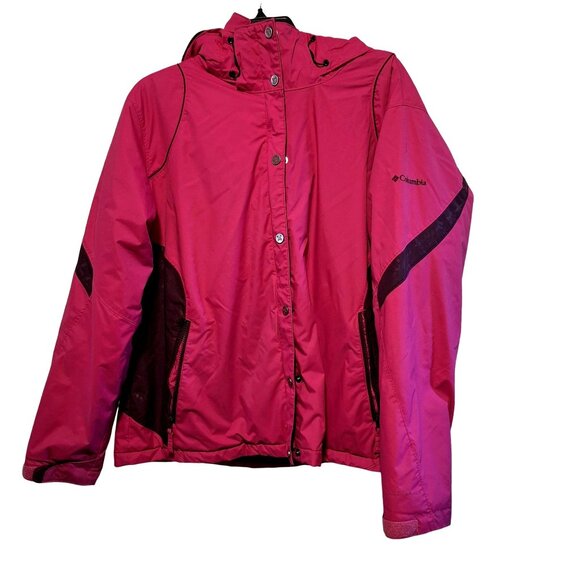 Columbia Womens Pink Hooded Winter Jacket W/ Zipper & Snap Closure Sz 2XL Cozyco - Picture 1 of 15